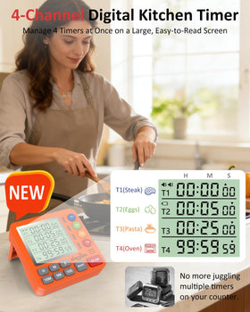 Suretivian timer with a 20° adjustable stand for easy reading while cooking.