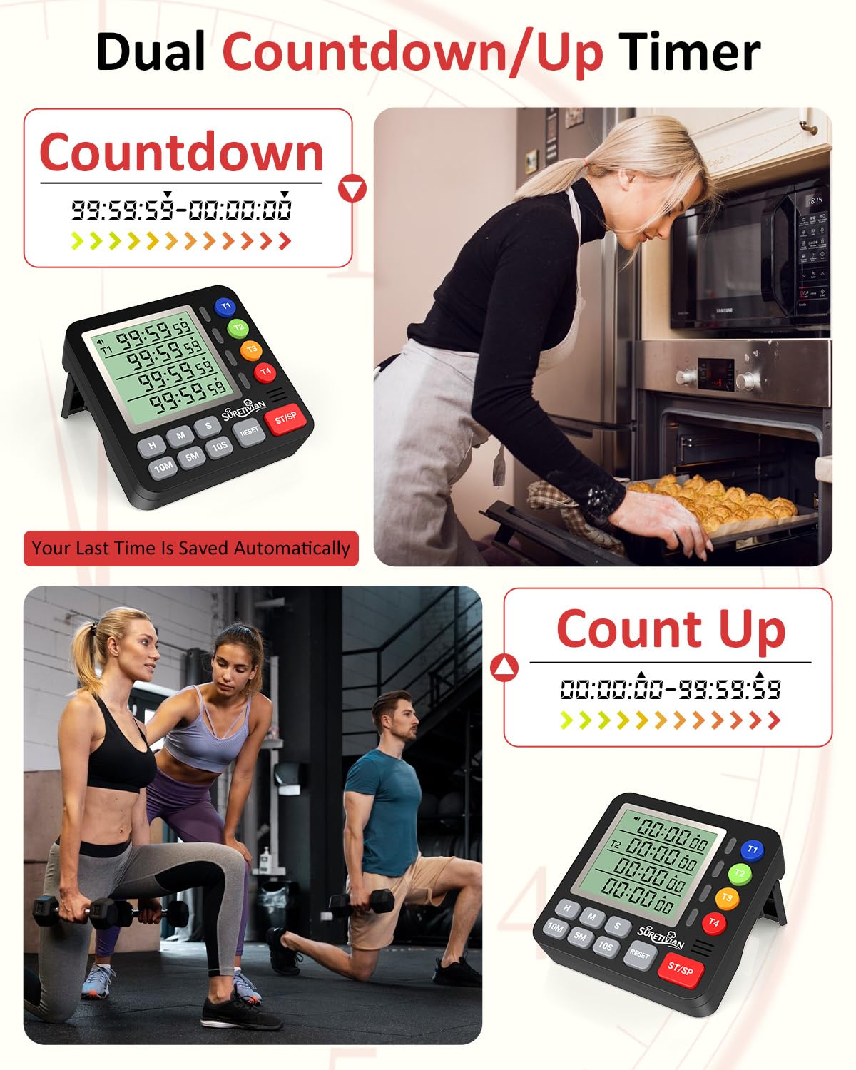 SURETIVIAN timer with color-coded end lights for quick task completion cues.