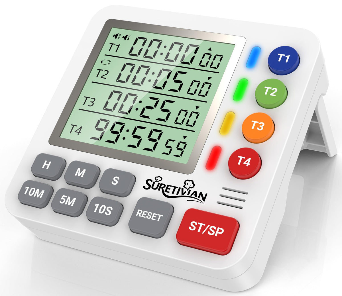 SURETIVIAN four-timer display helps manage multiple dishes at once