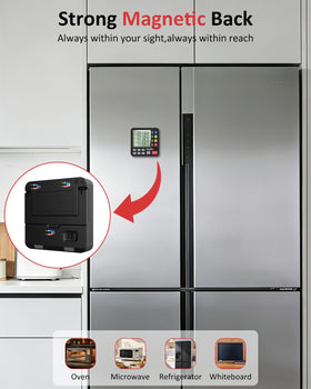 SURETIVIAN timer tilted 20 degrees for comfortable countertop viewing.