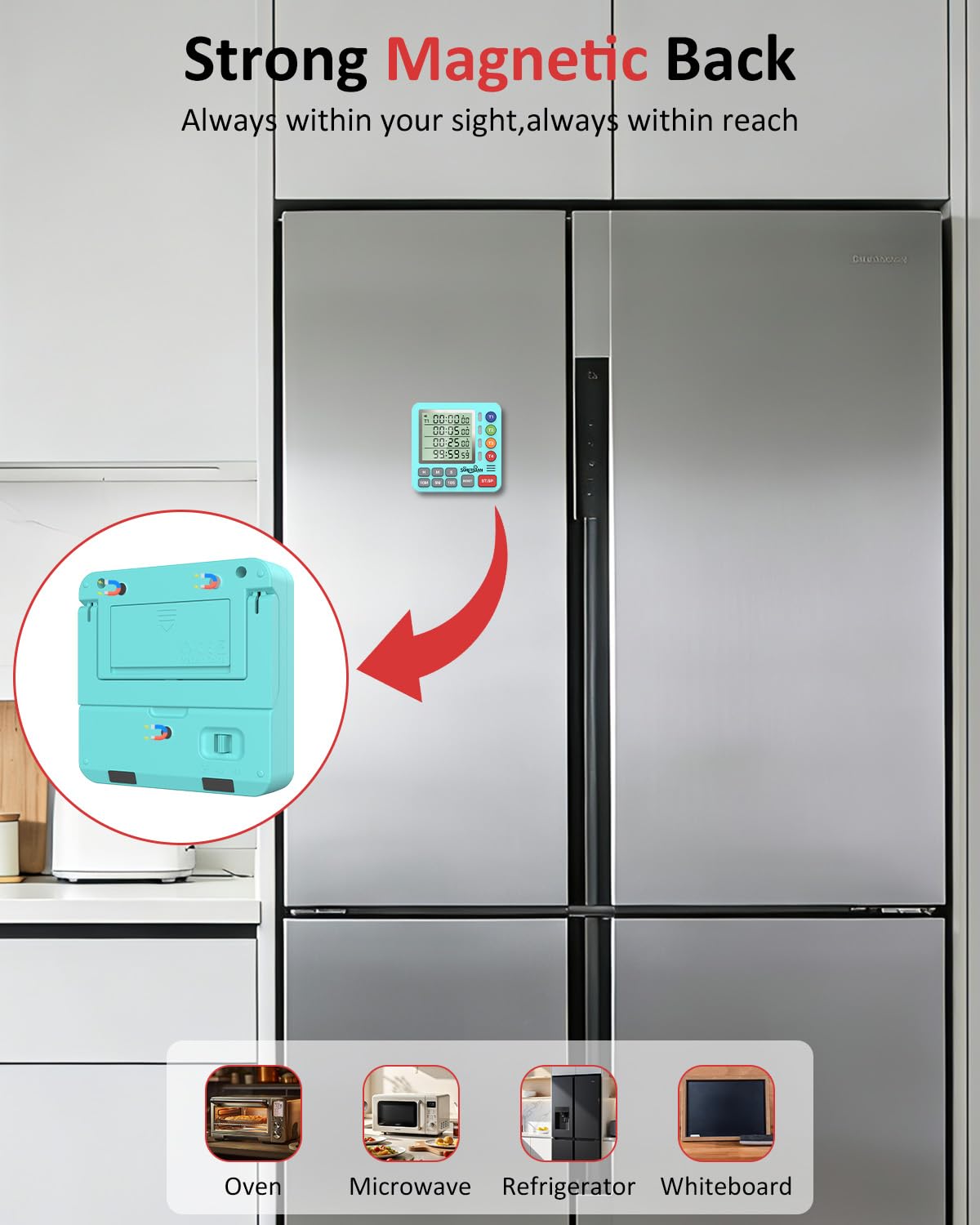 SURETIVIAN timer offers loud or silent alarm with color-coded finish