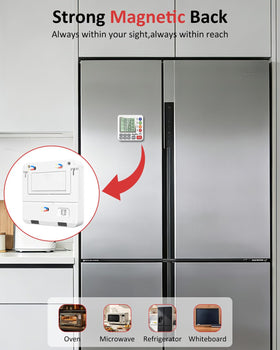 Loud alarm and silent mode suit busy kitchens and quiet spaces