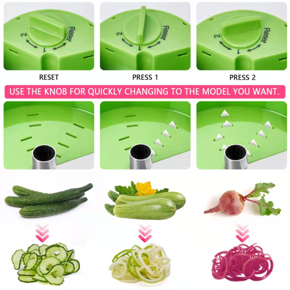 SureWin spiralizer front view highlights compact design for easy storage.