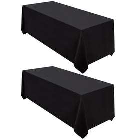 Surmente 2-pack black tablecloth with 90x132 full coverage on rectangular tables.