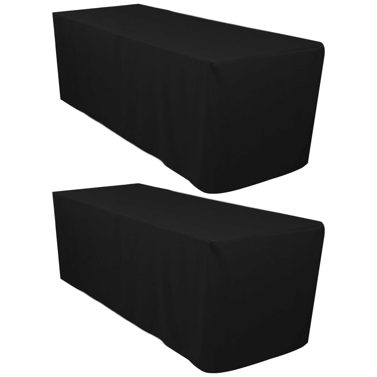 Surmente black fitted tablecloth on a 6ft table; durable edge protection.