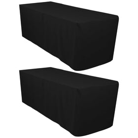 Surmente black fitted tablecloth on a 6ft table; durable edge protection.