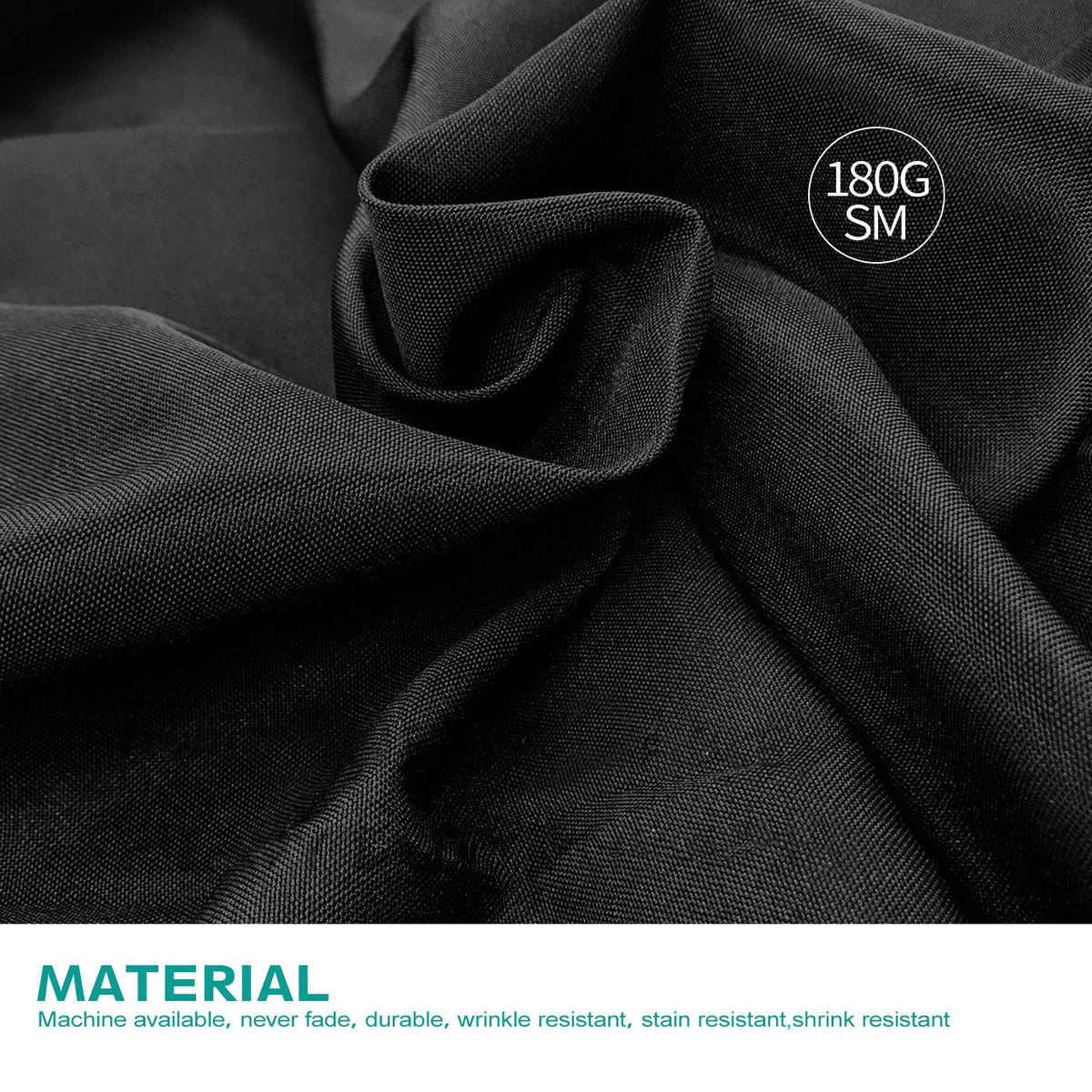 Surmente two-pack packaging for black tablecloths; convenient storage.