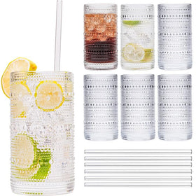 Suroque hobnail glass set with 12 clear 16 oz glasses for everyday use and entertaining