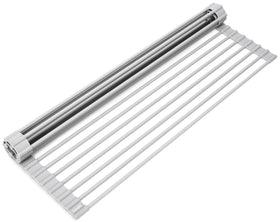 Surpahs roll-up rack over wide sink showing ample drying space