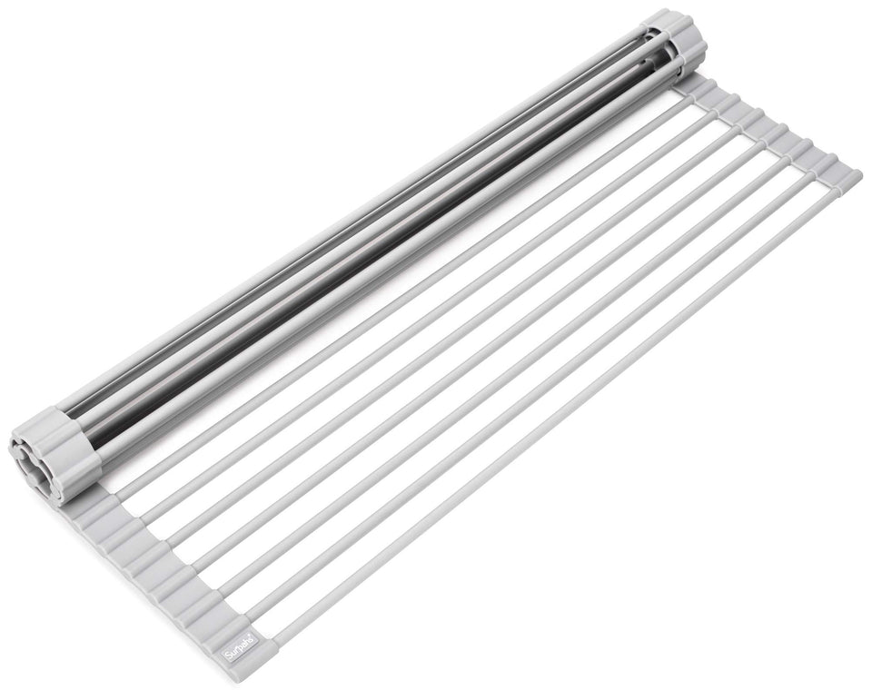Surpahs roll-up rack over wide sink showing ample drying space