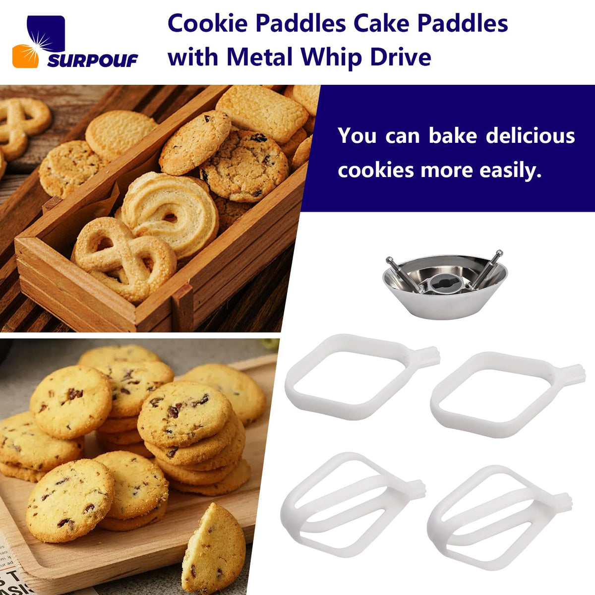 Surpouf cookie paddle supports bread and desserts with consistent mixing and flavor.