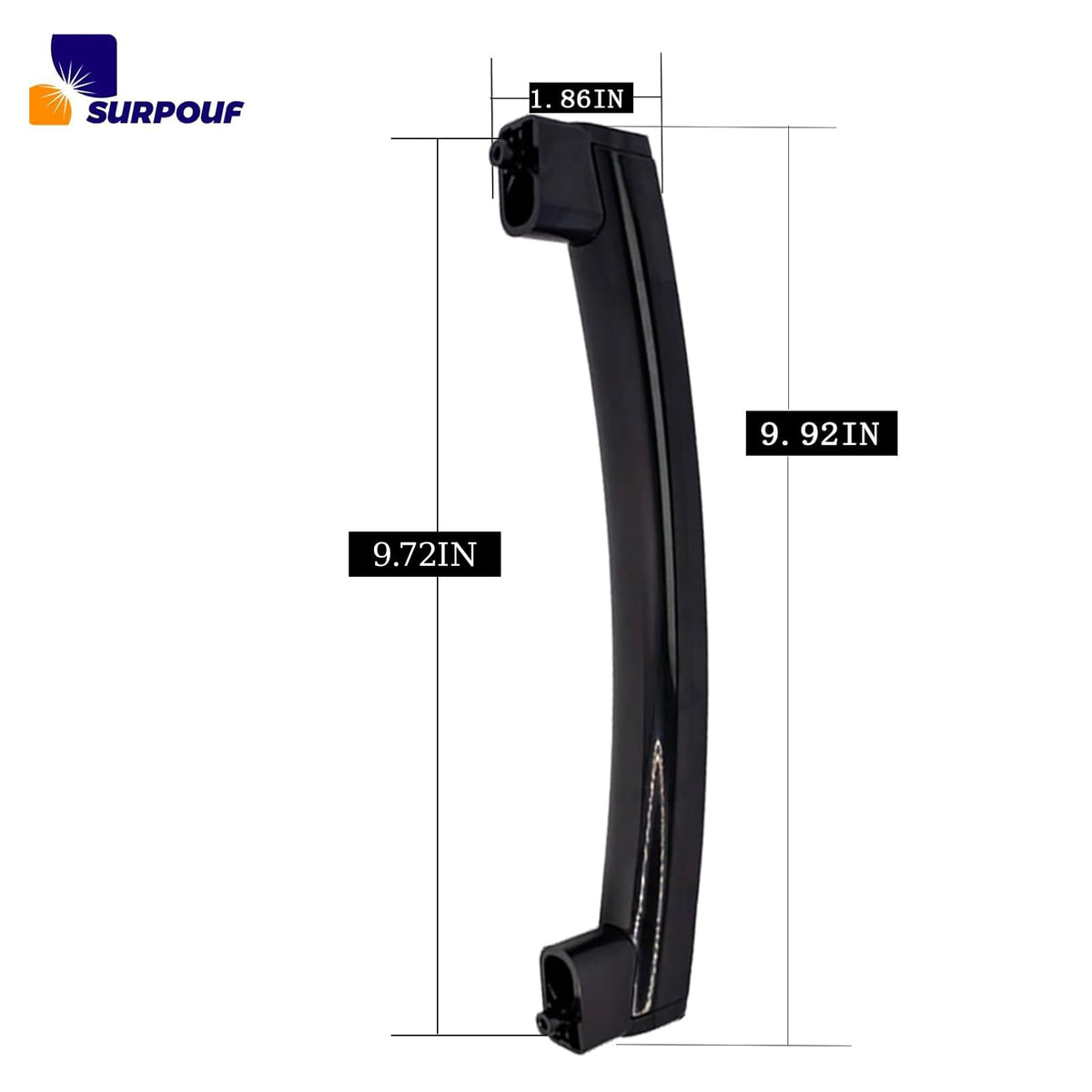 SURPOUF microwave door handle with support seen from the side for easy alignment