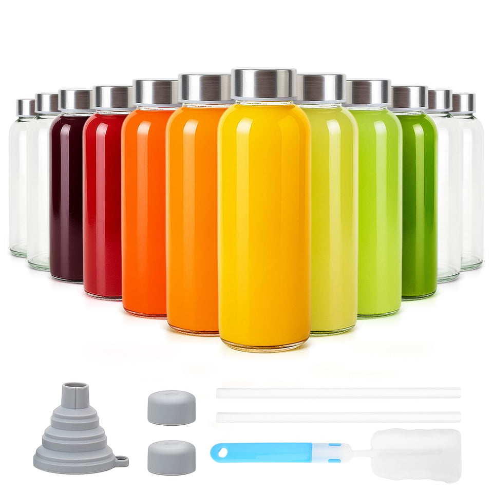 Sursip 10 oz glass bottle front view with leak-proof lid for on-the-go drinks
