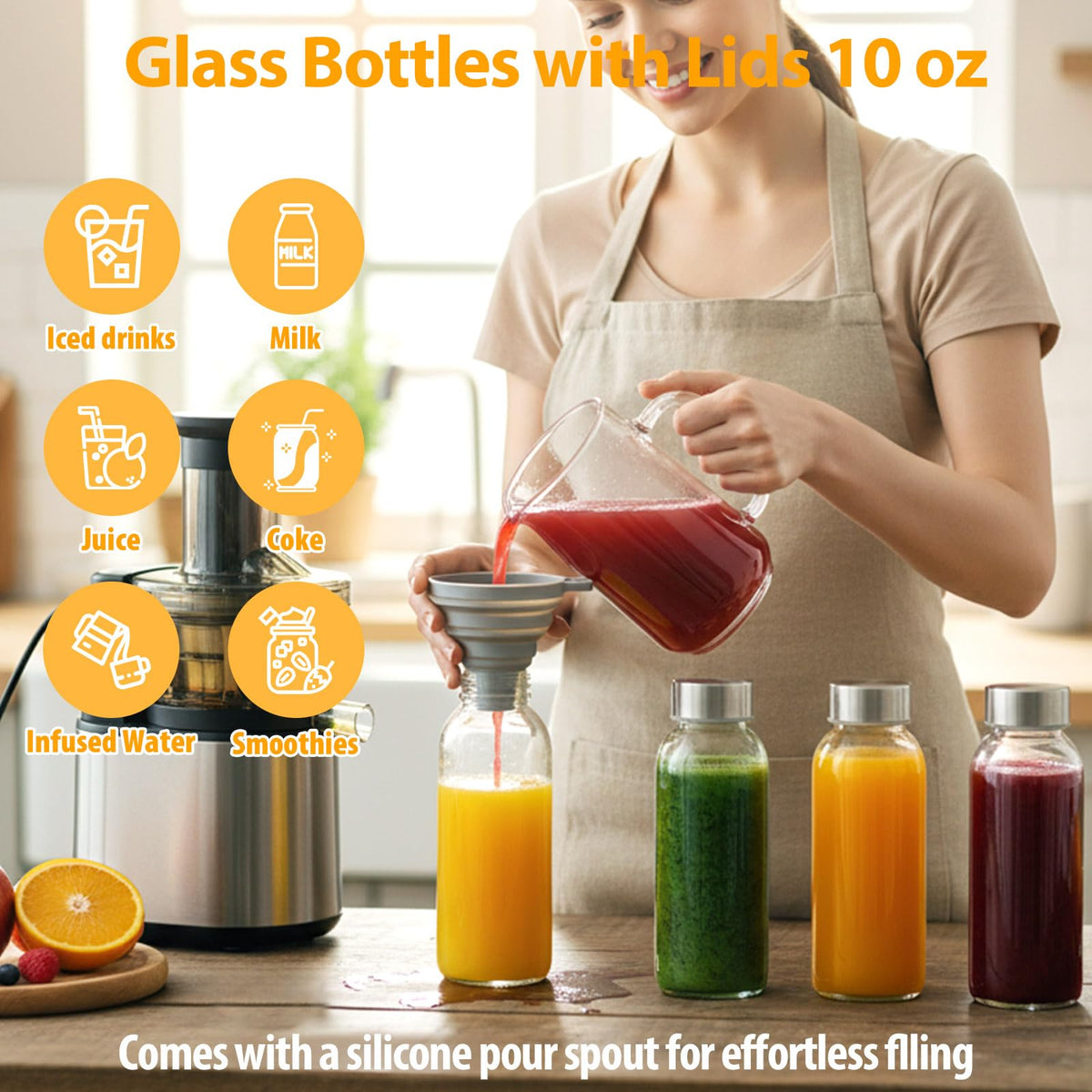 Sursip BPA-free glass bottle resists odors and flavors for repeated use
