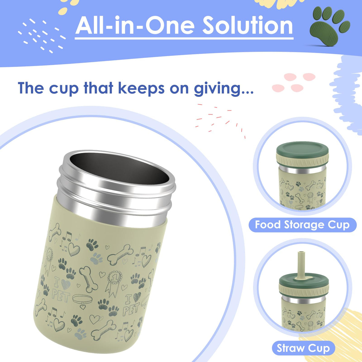Sursip spill-resistant lid with silicone straw ensures mess-free drinking.