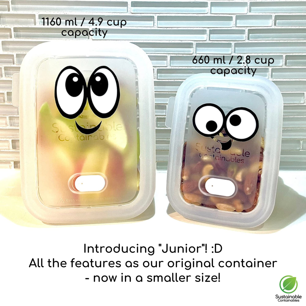 Sustainable Containables BPA-free LFGB-certified containers ready for safe food storage