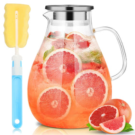 SUSTEAS 3 Litre glass pitcher with lid and nozzle for precise pouring.