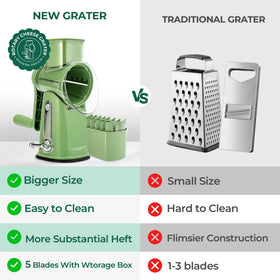 SUSTEAS five-blade attachments for versatile shredding and slicing.