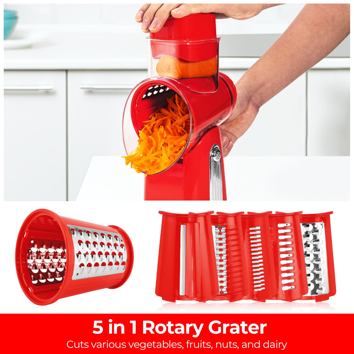 SUSTEAS 5-blade set enables versatile slicing and shredding