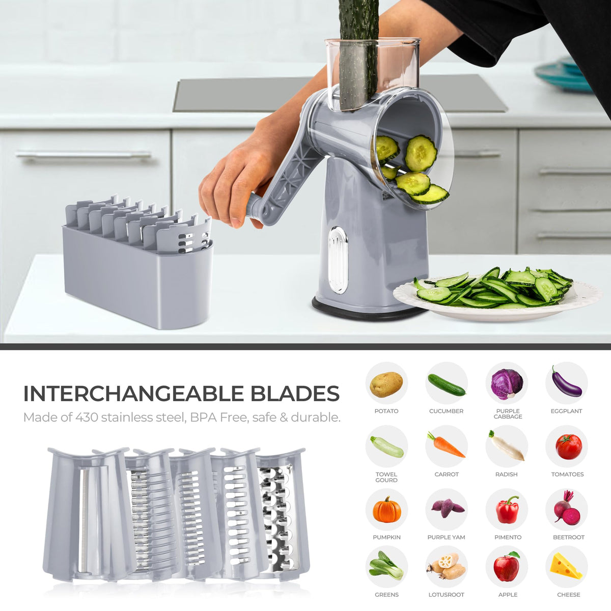 SUSTEAS blade storage box keeps blades organized and your countertop tidy.