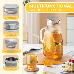 SUSTEAS borosilicate glass jar showing heat resistance for hot or cold drinks.