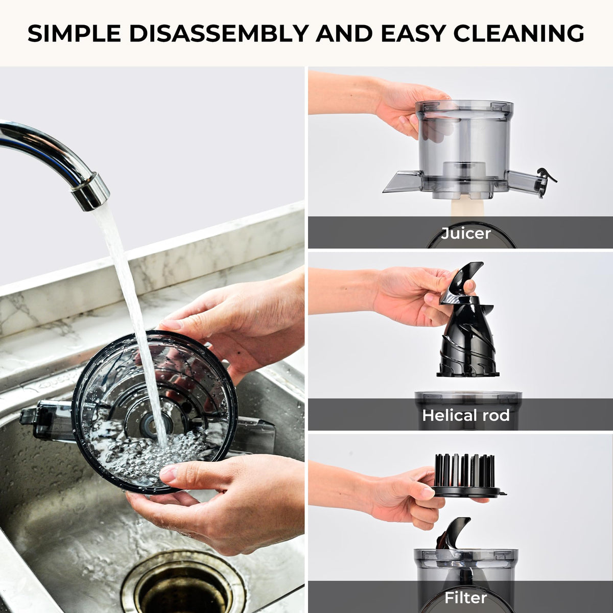 SUSTEAS juicer includes 550ml juice cup for larger servings.