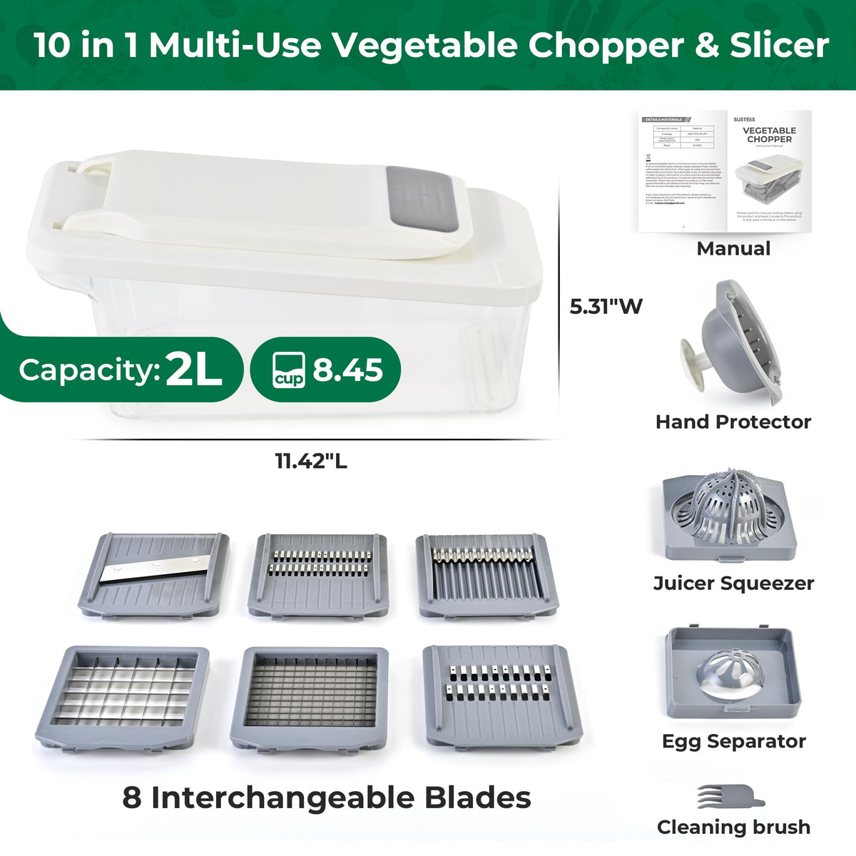 SUSTEAS easy-clean detachable parts with cleaning brush included.