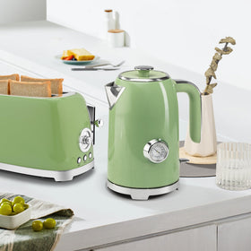 SUSTEAS kettle shows 1.7L capacity for multiple cups.