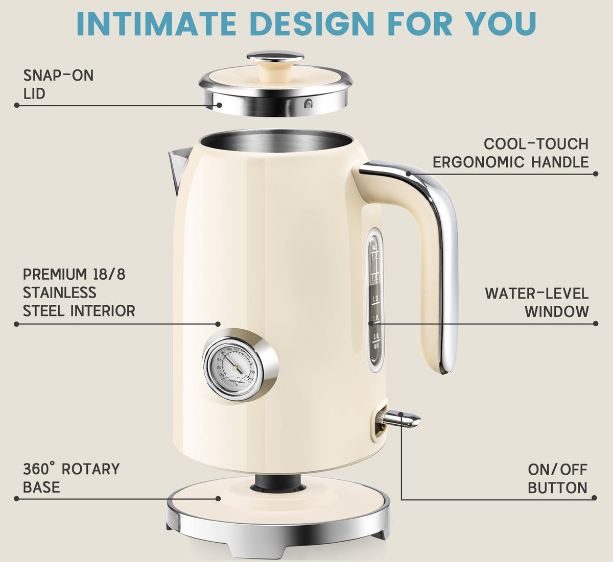 SUSTEAS electric kettle boil-and-pour spout for clean, drip-free pouring
