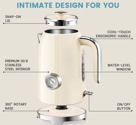 SUSTEAS electric kettle boil-and-pour spout for clean, drip-free pouring