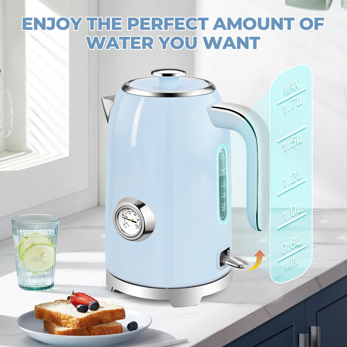 SUSTEAS cordless base allowing easy transport of hot water to mugs