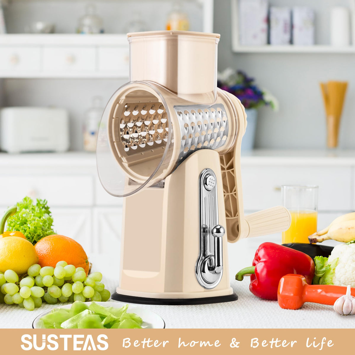 SUSTEAS ergonomic handle and non-slip design reduce fatigue during shredding.