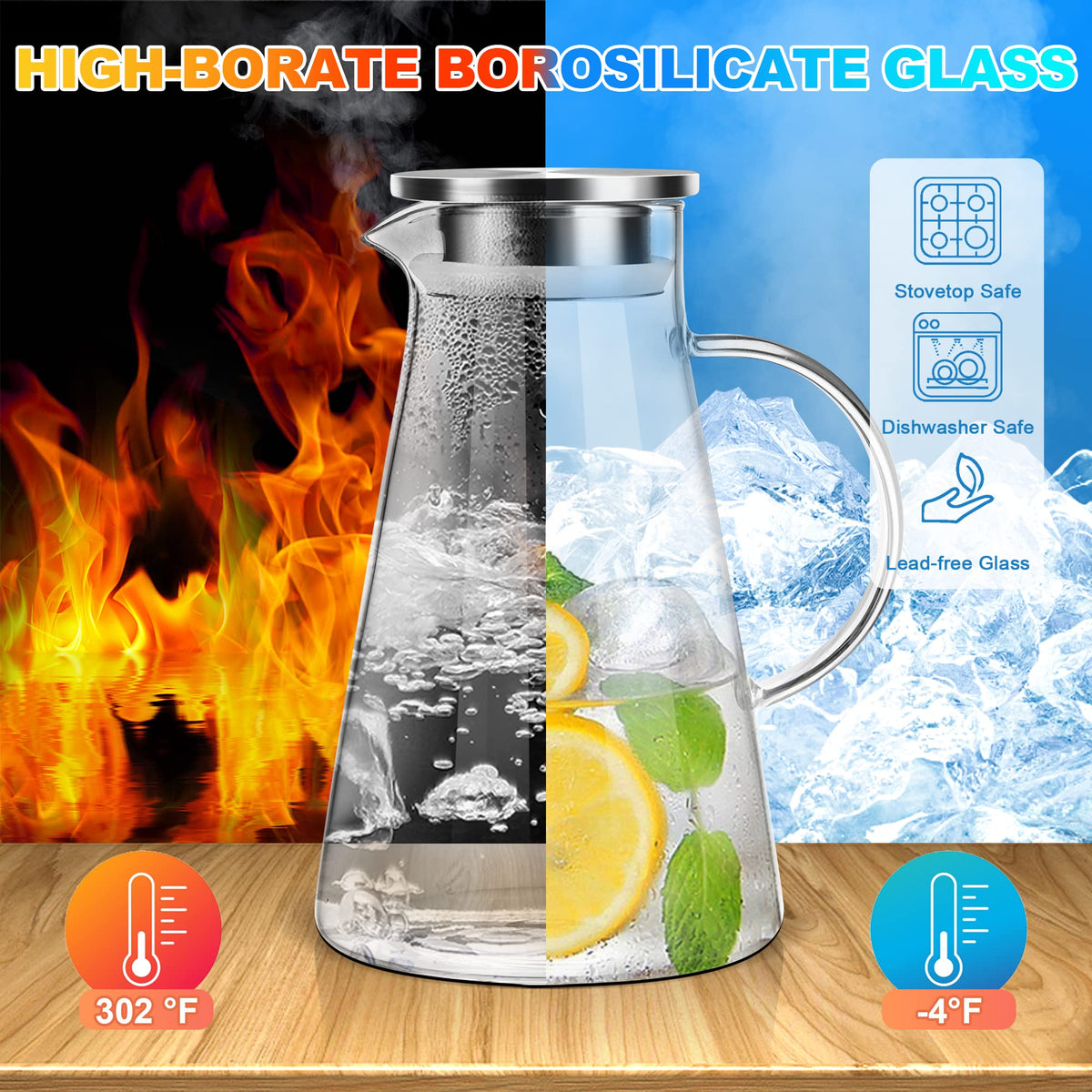 SUSTEAS heat-resistant borosilicate glass withstands hot and cold drinks.