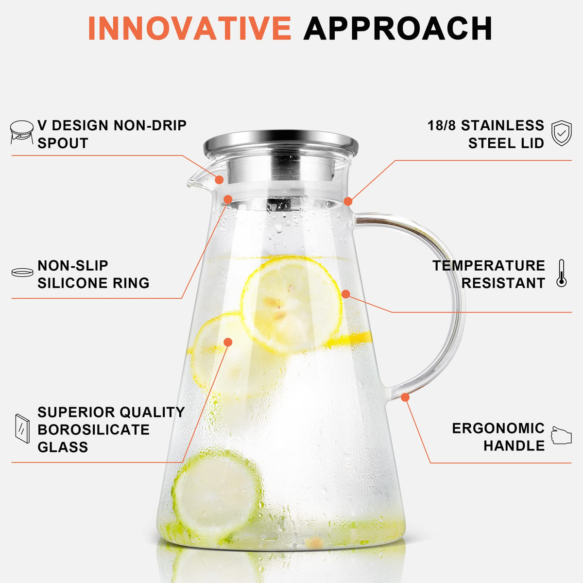 SUSTEAS pour spout and ergonomic handle for smooth pouring.