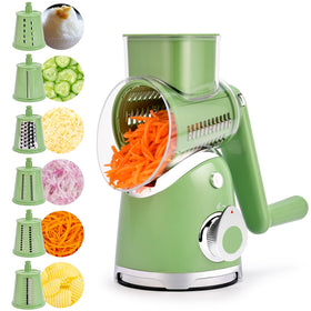 SUSTEAS rotary cheese grater with handle for easy, controlled shredding