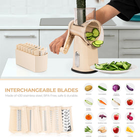 SUSTEAS round mandoline slicer base ensuring smooth ingredient flow during slicing.