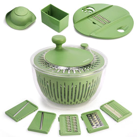 SUSTEAS Salad Spinner Large drying basket with greens ready to spin and dry