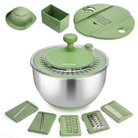 SUSTEAS stainless steel salad spinner large with lid for quick washing and drying.