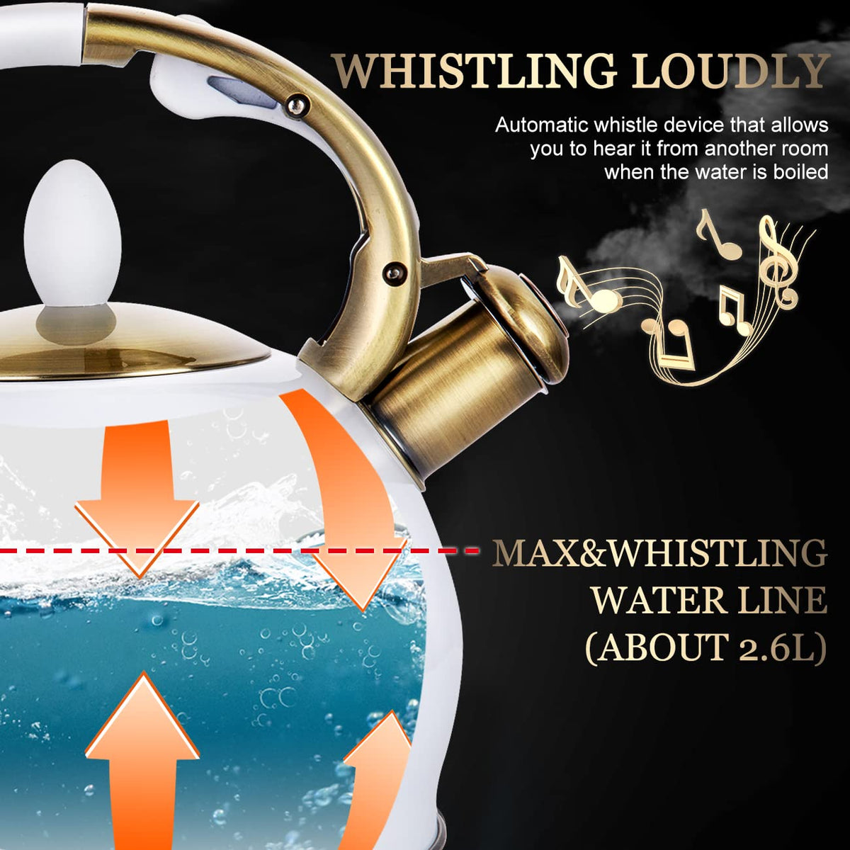 SUSTEAS kettle bottom with five-layer base heats quickly.