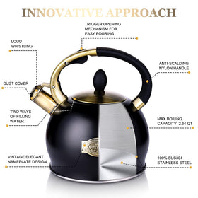 SUSTEAS kettle emits a loud whistle when water boils for easy timing