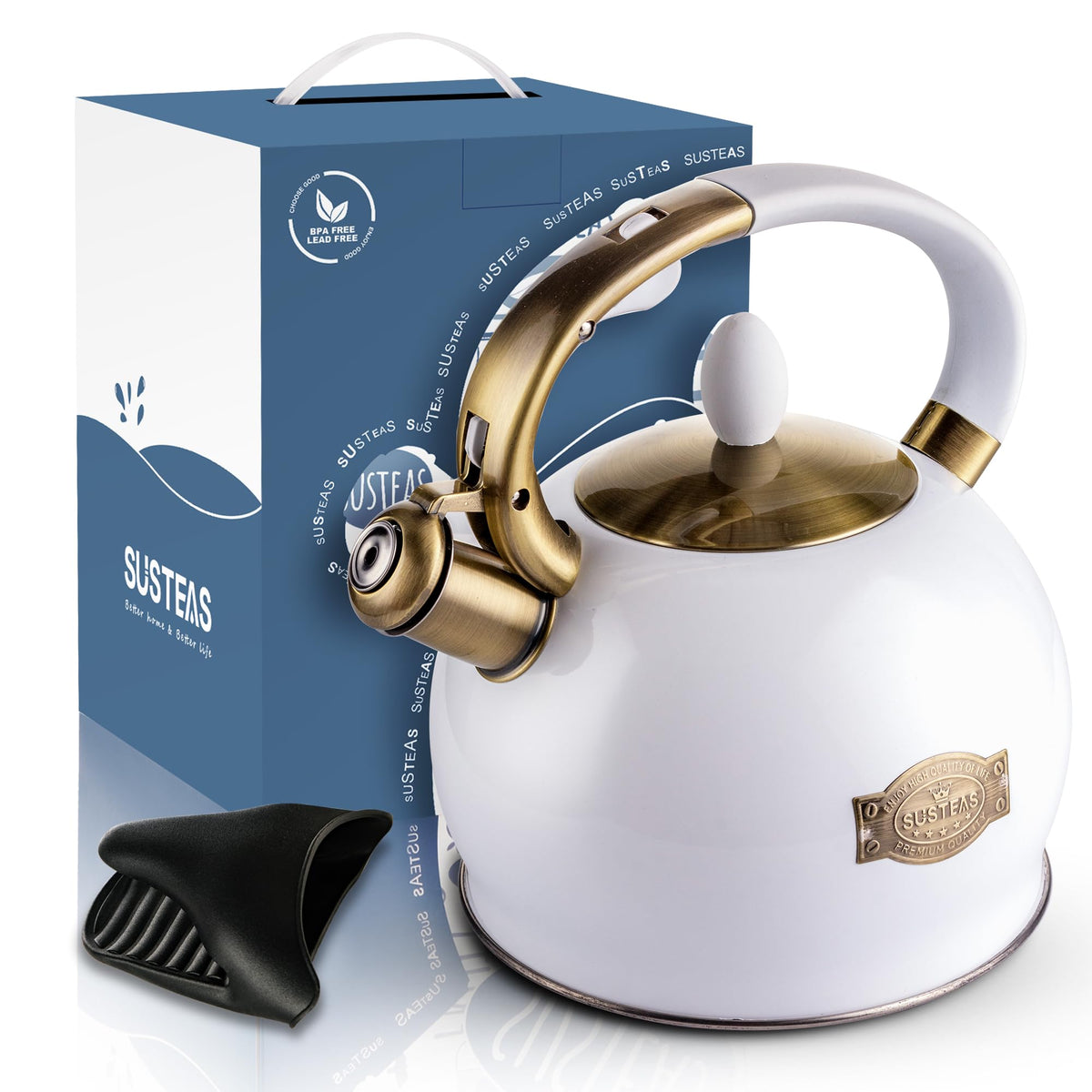 SUSTEAS kettle spout delivers controlled, drip-free pours.