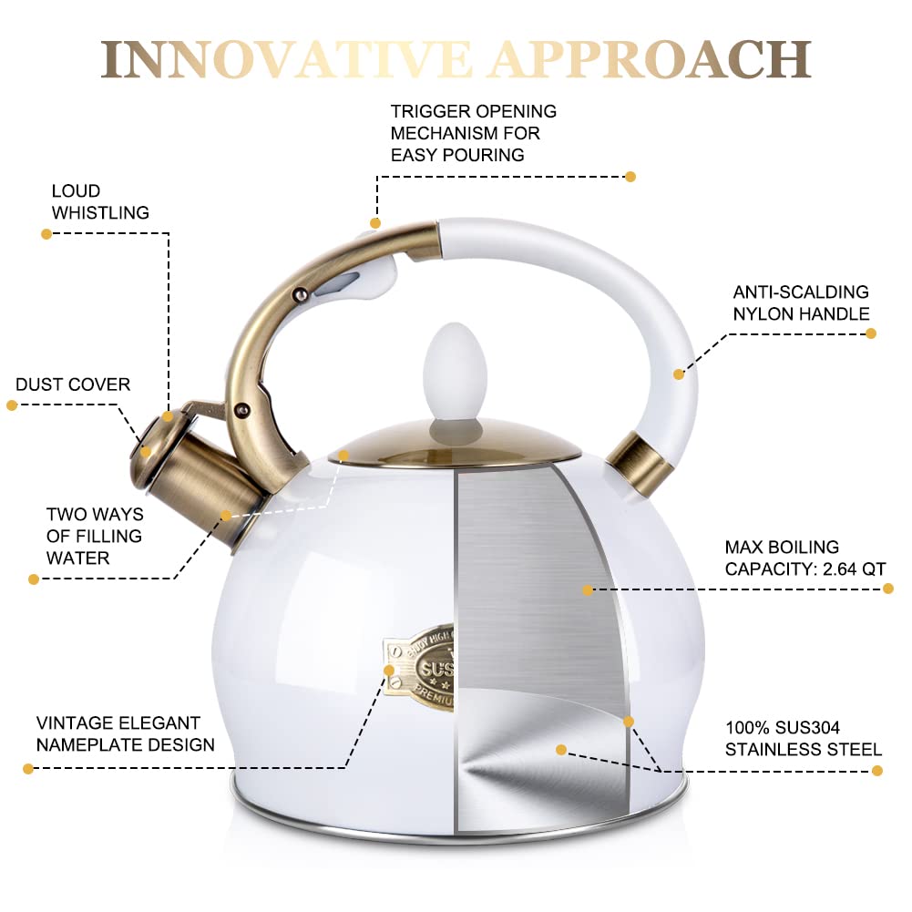 SUSTEAS kettle whistle signals boiling for safer cooking.