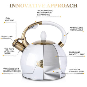 SUSTEAS kettle whistle signals boiling for safer cooking.