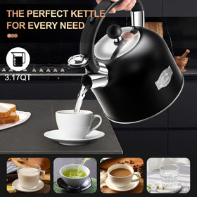 SUSTEAS tea kettle with composite bottom promotes even heating and faster boil.