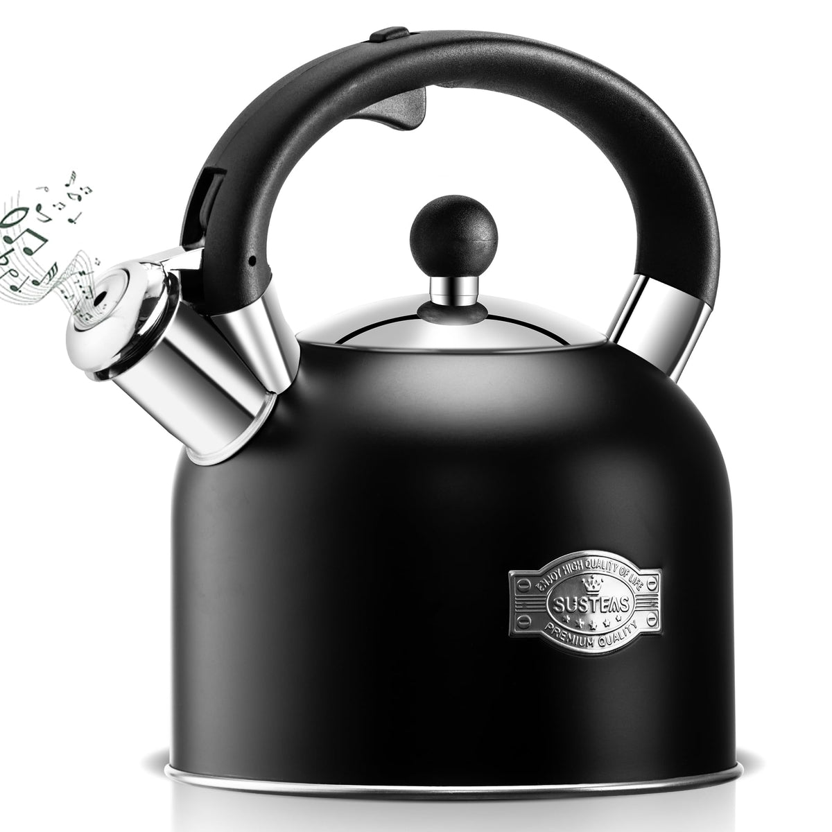 SUSTEAS tea kettle with ergonomic handle for comfortable, safe pouring.