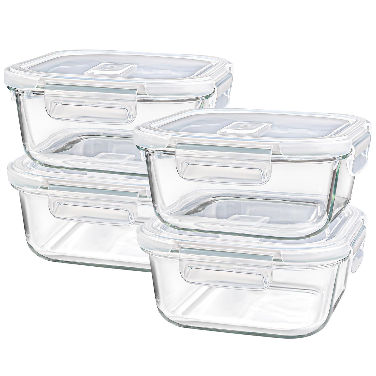 Susukkie 24oz square glass container with lid for meal prep and fridge storage.