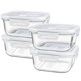 Susukkie 24oz square glass container with lid for meal prep and fridge storage.