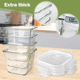 Susukkie crystal-clear square jars for salad or fruit storage.