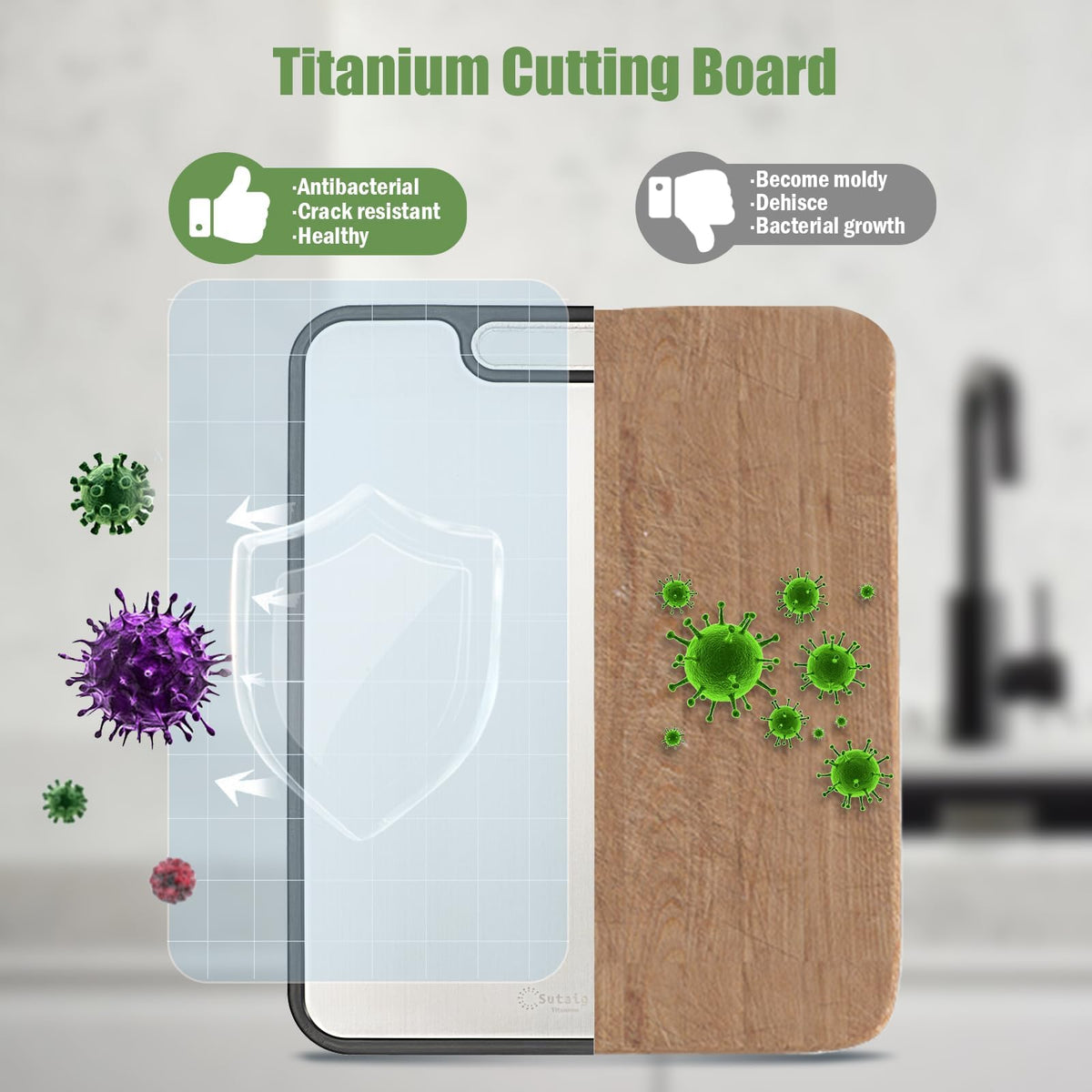 Sutaig cutting board grind zone highlights garlic and ginger prep