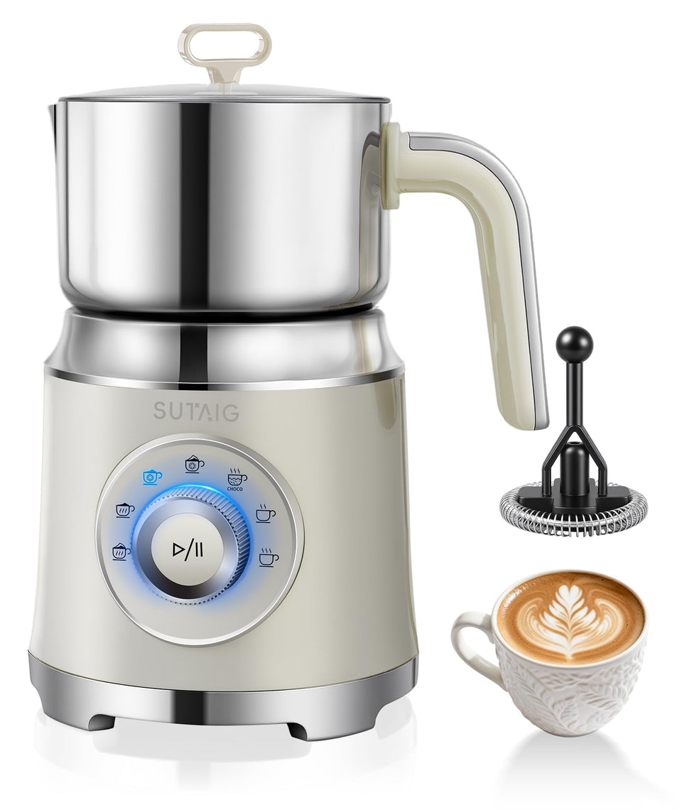 Sutaig milk frother 27oz jug showing family-sized capacity for large batches